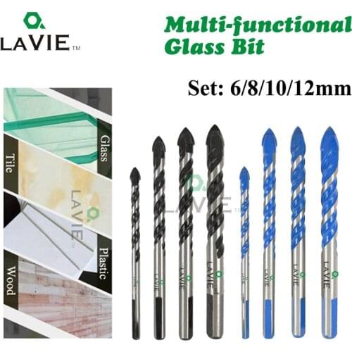 LAVIE 4pcs 6mm 8mm 10mm 12mm Multi-functional Glass Drill Bit Triangle Drill Bits For Ceramic Tile Concrete Glass Marble DB02060