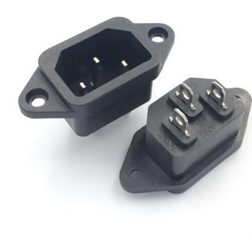 5 Pcs/lot IEC 320 C14 3Pins Male Plug Panel Power Inlet Sockets Connectors AC 250V 10A