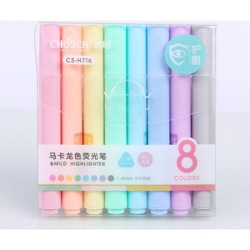 8Pcs/set Macaron series Creative Fluorescent Pen Highlighter Pencil Candy Color Drawing Marker DIY Album Journal Highlighter
