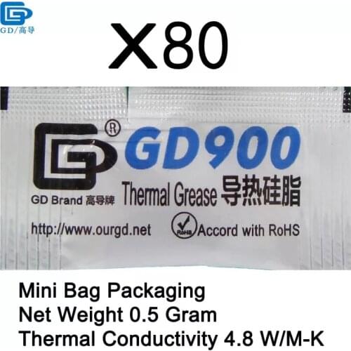 80pcs GD900-Silicone Thermal Grease, Heatsink, High Performance, Gray Net Weight, 0.5 Gram for MB05 CPU