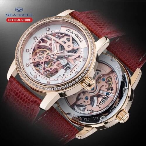 Seagull Top Brand Ladies Utomatic Mechanical Watch Luxury Aapphire Glass Waterproof Casual Qatch Transparent Hollow Clock
