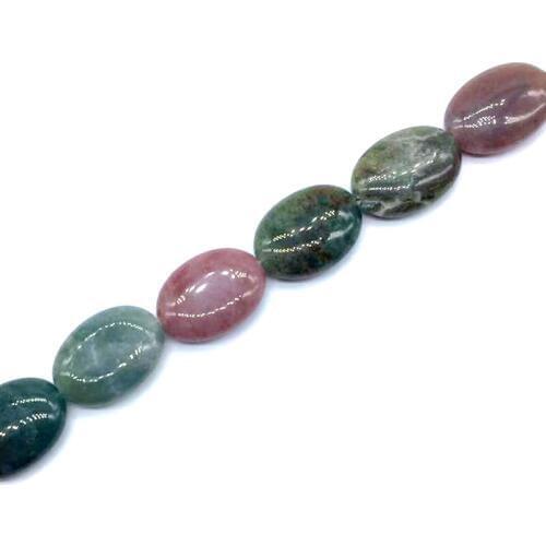 Natural Stone Bead String Flat Oval Puff 10x14 mm Size Great For DIY Making Necklace