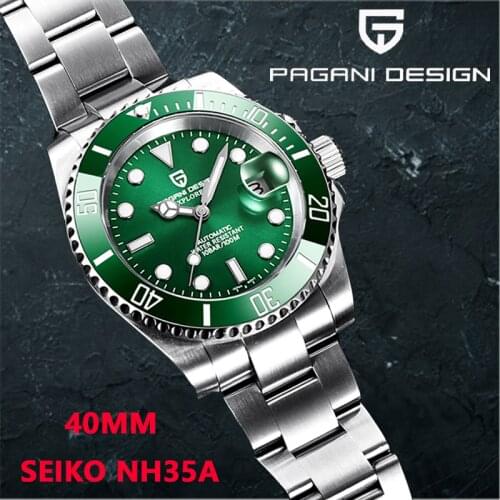 PAGRNE DESIGN 40mm Luxury Automatic Mechanical Watch Mens Stainless Steel Waterproof Precision Watch 1661 Montre Homme
