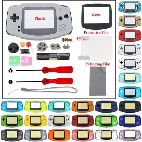JCD Full Housing Shell Case Front Back Cover With Screen Lens Button Kit Protective Polarizing Film For Gameboy Advance GBA