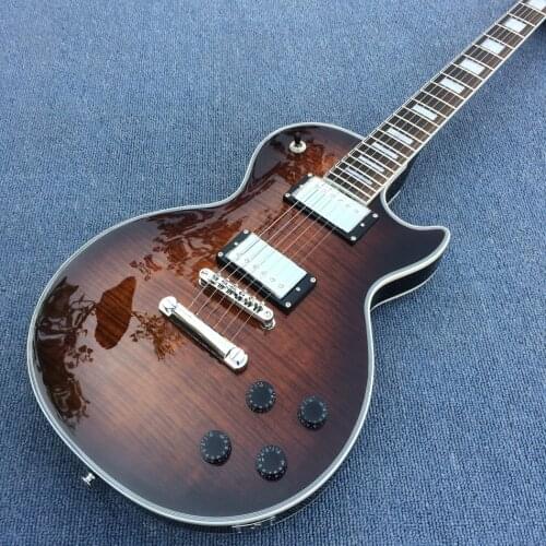 Free delivery, high quality electric guitar, tiger Flame Maple top, brown electric guitar,rosewood fingerboard