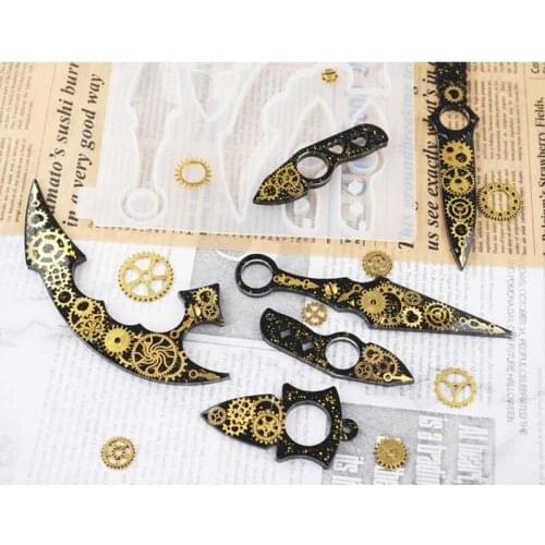 Dagger Pendant Keychain Resin Mold Silicone Anti-Wolf Weapons Sword Epoxy Mould