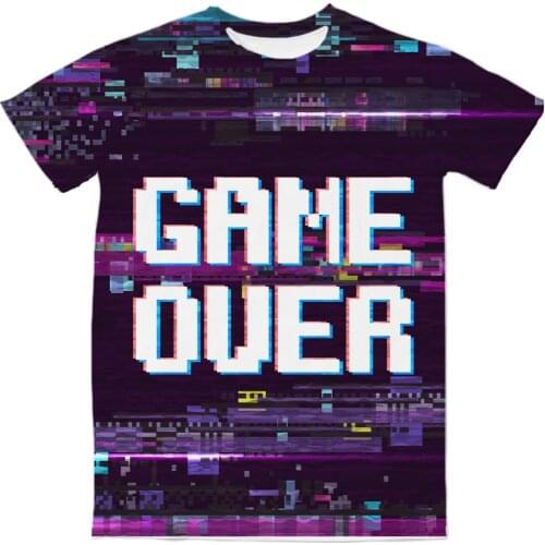 REAL American US SIZE Game Over Custom Made 3D Sublimation Print T-Shirt Plus size 3xl 4XL 5XL 6XL