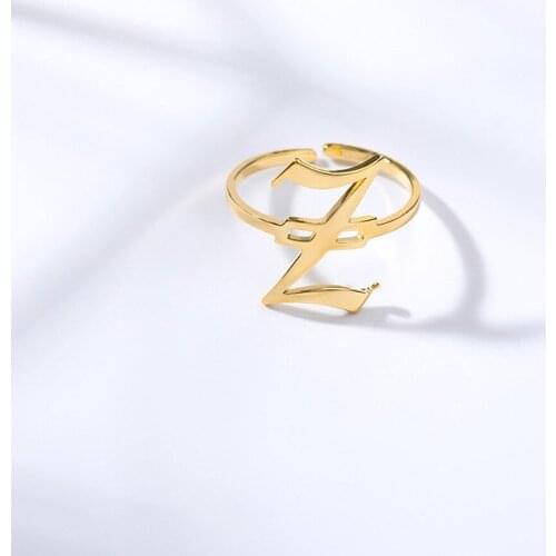 Customized Single Letter Ring Personalized Fashion Stainless Steel Ring Ladies Custom Jewelry Friend Gift