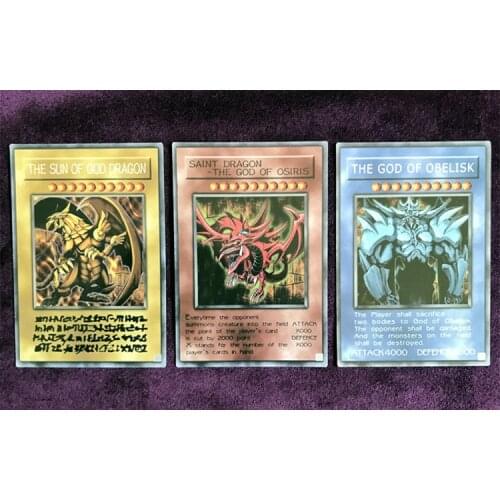 Yu-gi-oh Card Anime Three Fantasy God Yugioh OBELISK OSIRIS DRAGON Collectible Figures Japan Yu Gi Oh Board Game 3 Cards