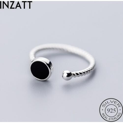 INZATT Real 925 Sterling Silver Minimalist Geometric Enamel Round Opening Ring For Women Party Fine Jewelry Trendy Gift 2019