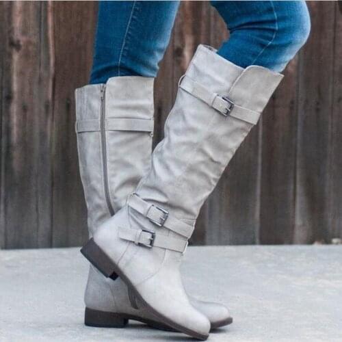 Fashion Womens Boots Knee-Hign Boots Winter Warm Retro Thigh High Booties Chunky Heel Boots Shoes Botas Zapatos De Mujer #40