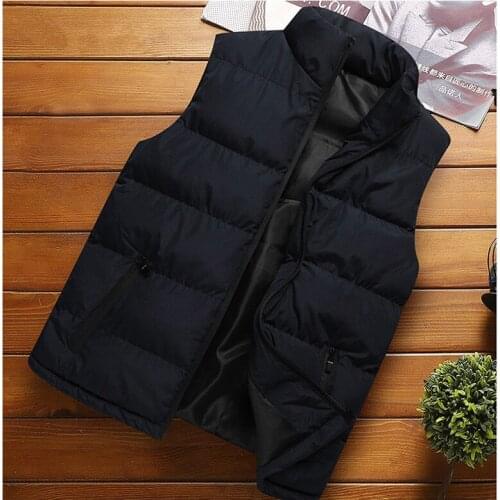 Mens Jacket Sleeveless Vest Winter Fashion Male Cotton-Padded Vest Coats Men Stand Collar Thicken Waistcoats Clothing 5XL