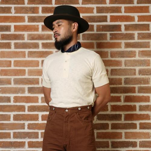 Bronson Old Time 1890s Henley Vintage Ribbed Cuffs Undershirts T-Shirts For Men