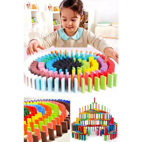 100 piece Colorful Wooden Domino Block Set