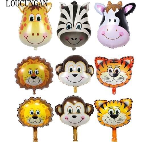 6pcs Big Safari Party Theme Balloon Zoo Jungle Party Animal Foil Balloons Kit Kids Birthday Party Decorations Baloon Supplies