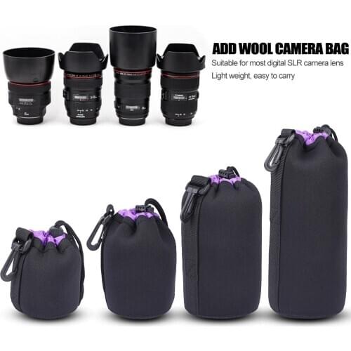 Drawstring Camera Lens Neoprene Bag Thick Protective Portable Pouch Shockproof Soft Quick Release Lightweight Camera Decor