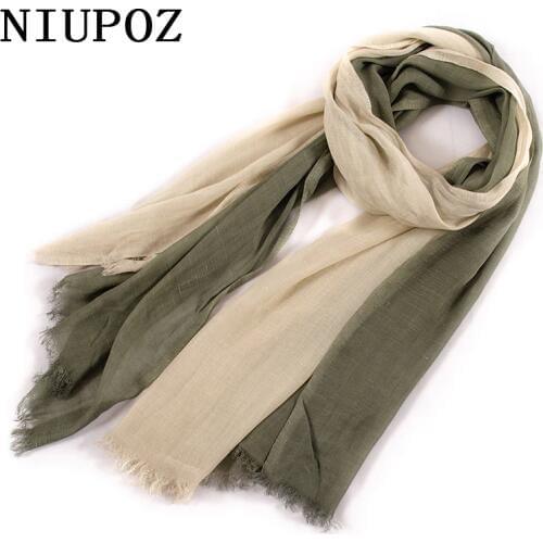 2019 New Design Fashion Women Winter Autumn Warm Cotton Scarf Solid Gradient two color Elegant Lady Long Shawl Wrap M349