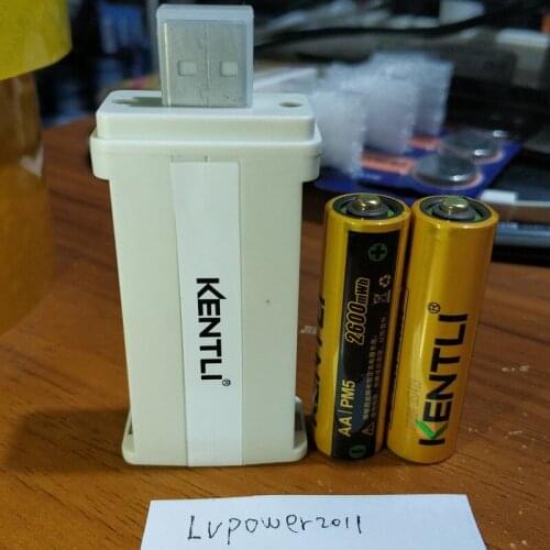 KENTLI 2pcs 1.5v 2600mWh AA rechargeable Li-polymer li-ion polymer lithium battery + 2 slots USB smart Charger