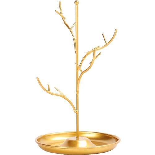 Jewelry Display Stand Rack Tree Stand Iron Necklace Earring Holder Bracelet Fashion Organizer Golden