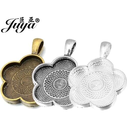 30PCS Alloy Flower Petaloid Pendant Cabochon Base Setting Charms DIY Jewelry Making For Necklaces Keychains Findings Accessories