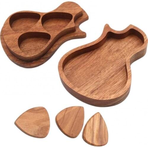 Solid wood guitar pick box portable durable solid wood acoustic guitar pick wooden storage box accessories