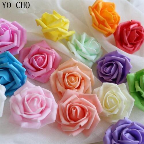 Multicolor PE Rose Foam artificial flowers Bouquet Solid Color/wedding decorative flowers Handmade DIY bridal bouquet(12pcs/lot)