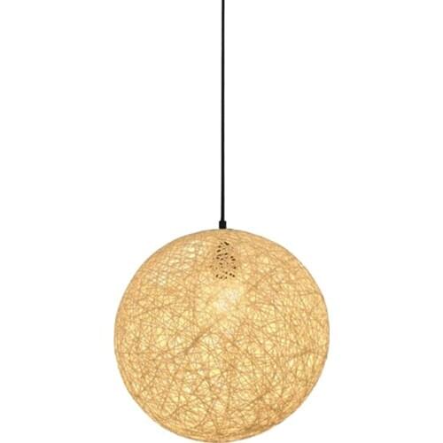 Rattan and Hemp Ball Chandelier Individual Creativity Spherical Rattan Nest Lampshade 20cm