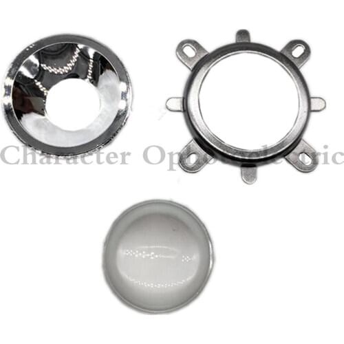 Led Glass Lens with Reflector Collimator, reflective cup and holder 44mm for 10W led chip