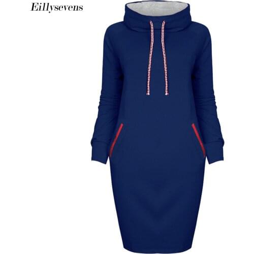 Womens Autumn Winter Sweatshirt Dress Fashion Solid Casual Hoodie 2020 Simple Sweatshirt Hoodie Fashion Dress Vestidos