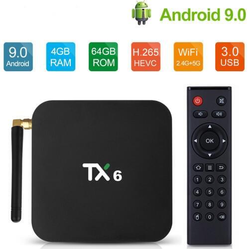 Tanix TX6 Android 9.0 TV BOX Allwinner H6 Quad core 4G 32G/64G 2.4G+5G Wifi Set Top Box 4K HD BT 4.1 Google Smart Media Player