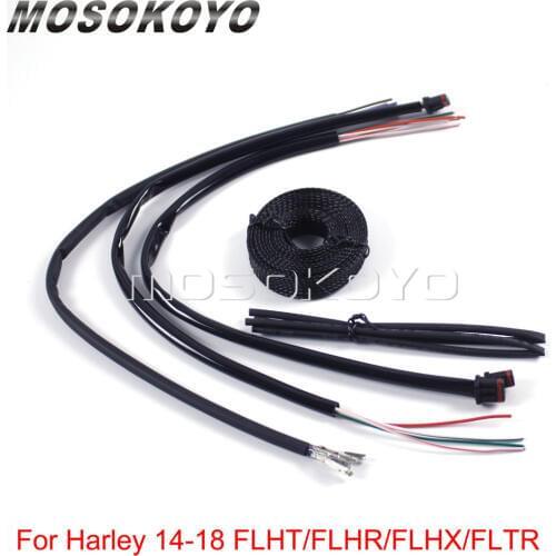 Motorcycle Handlebar Extender Cable Line 10"-16" Bar Wiring Harness Extension for Harley Touring FLHT FLHR FLHX FLTR 2014-2018