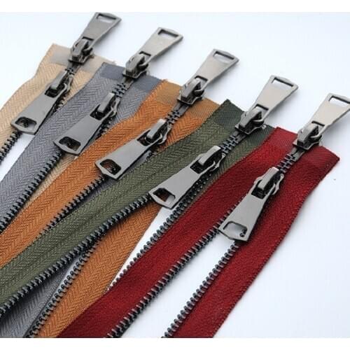 High Quality Black Metal Zipper Copper Double Open Two-way Black Off White Army Green for Jacket Coat Tailoring Accessories