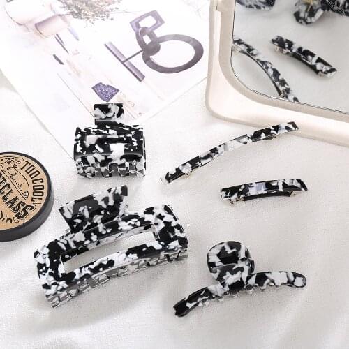 New Korean Geometric Acetate Hair Claws Size Square Hair Crabs Clip Leopard Grain Hair Clamps For Women Fashion Hair Accessories
