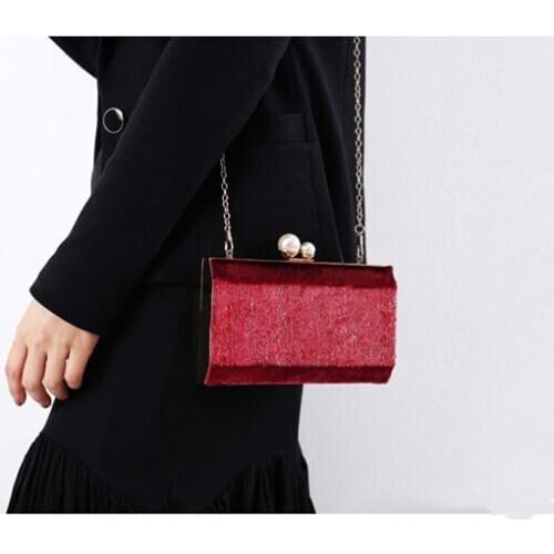 Women bag Minaudiere VELOUR Chains Evening Bags handbag purse luxury shoulder bags designer bag
