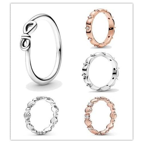 925 Sterling Silver pandora Ring Classic Infinity Knot With Crystal Rings For Women Wedding Gift Jewelry
