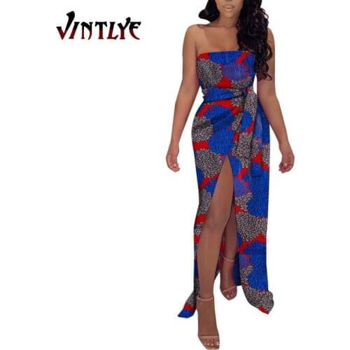 Sexy Elegant Robe Africaine Femme African Dresses for Women Floral Printed Dashiki Dress Lady Halter Evening Gowns Formal Attire