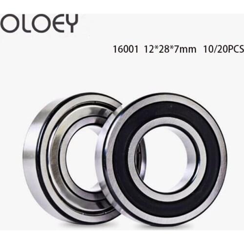 Factory Price Free Shipping 10/20Pcs Double Shielded 16001ZZ RS16001Z 16001-2Z 12*28*7 mm Deep Groove Ball Bearings