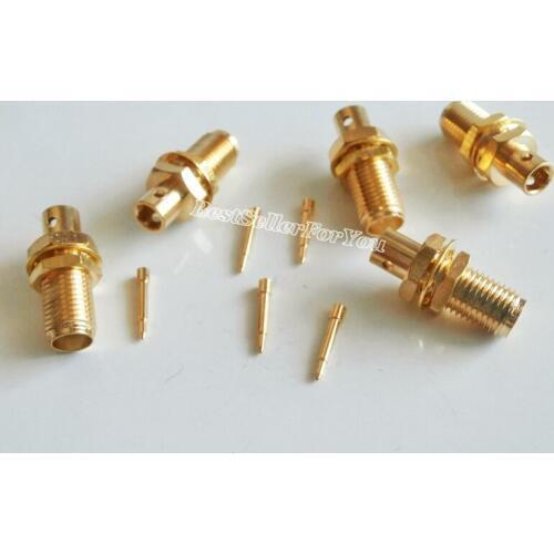 10X RP-SMA female Jack solder nut bulkhead semi-rigid RG402 0.141" RF connector