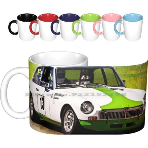 1970 Mgb Gt Ceramic Mugs Coffee Cups Milk Tea Mug White Mg Mgb Gt Historic Motorsport Racing Car Hsrca Hsrca Wakefield Park