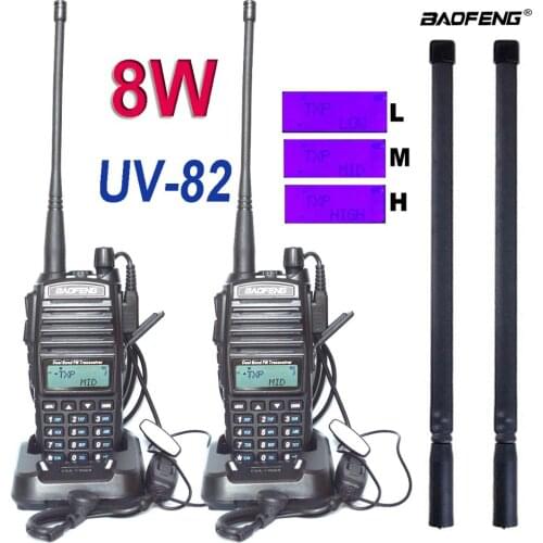 2pcs Baofeng UV-82 Plus 8W 10KM Long Range Powerful Walkie Talkie Portable CB vhf/uhf ptt two way Radio Amador 8 watts of UV82