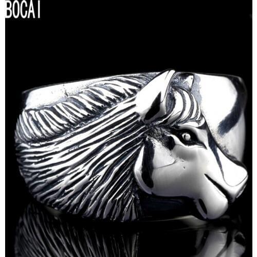 2019 new 100% 925 pure silvermans ring zodiac horse Thai silver ring female retro personality ring for Men