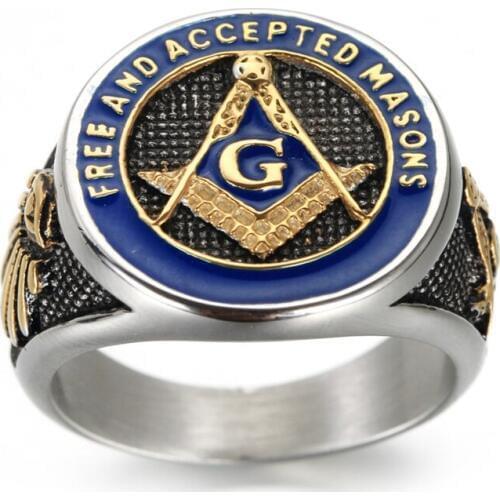 3pcs Masonic Ring Retro men stainless steel Enamel ring Punk Jewelry Mens Gifts G-25