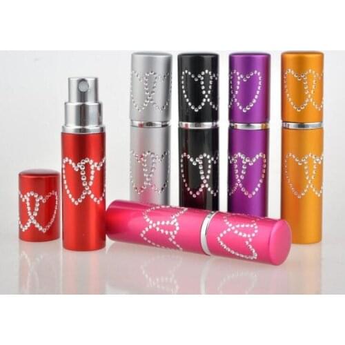 5ML Double Love Heart Woman Perfume Bottle Atomizer 2 heart Metal Aluminum Glass Empty Container Refillable Portable Gift