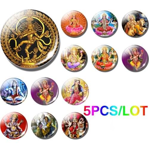 5Pcs/lot 25Mm Lakshmi Glass Cabochon Shiva Amulet India Goddess of Wealth Handmade Jewelry Supply for Diy Necklace Bracelet