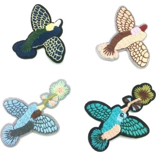 50pcs/lot Little Bird Embroidery Patches Letters Clothing Decoration Accessories Diy Iron Heat Transfer Applique Cute Patch