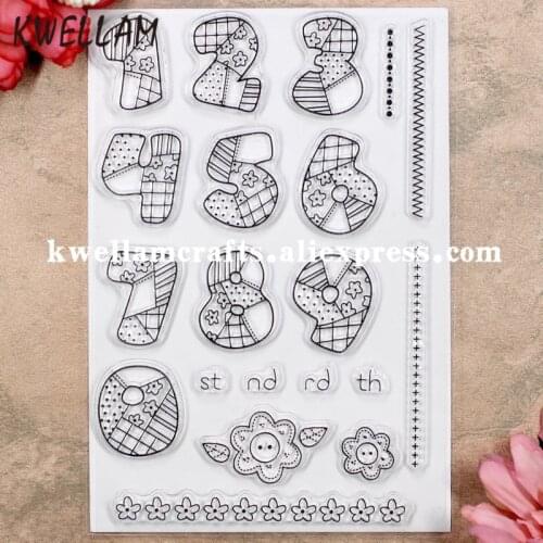 Numbers 0-9 Flowers Scrapbook DIY photo cards rubber stamp clear stamp transparent stamp 11x16cm KW8053010