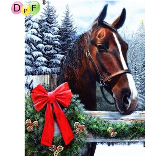 DPF 3D Diamond Embroidery Winter horse Diamond Painting Cross Stitch Square diamond Mosaic kit Needlework home Decor picture