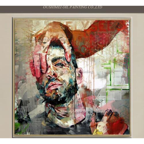 Skilled Painter Hand Painted Modern Abstract Figure Oil Painting Knife Hand Painting On Canvas Head Man Face Picture Wall Decor