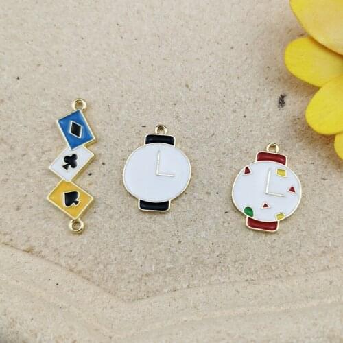 Korean Alloy Jewelry Accessories Double Hanging Poker Watch Earrings Necklace Pendant Diy Handmade Materials