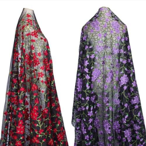 Beautiful 2 colours Lace Fabric Lily Embroideried Polyester Net Lace Fabric Quilting patchwork Sewing Material DIY Wedding Dress